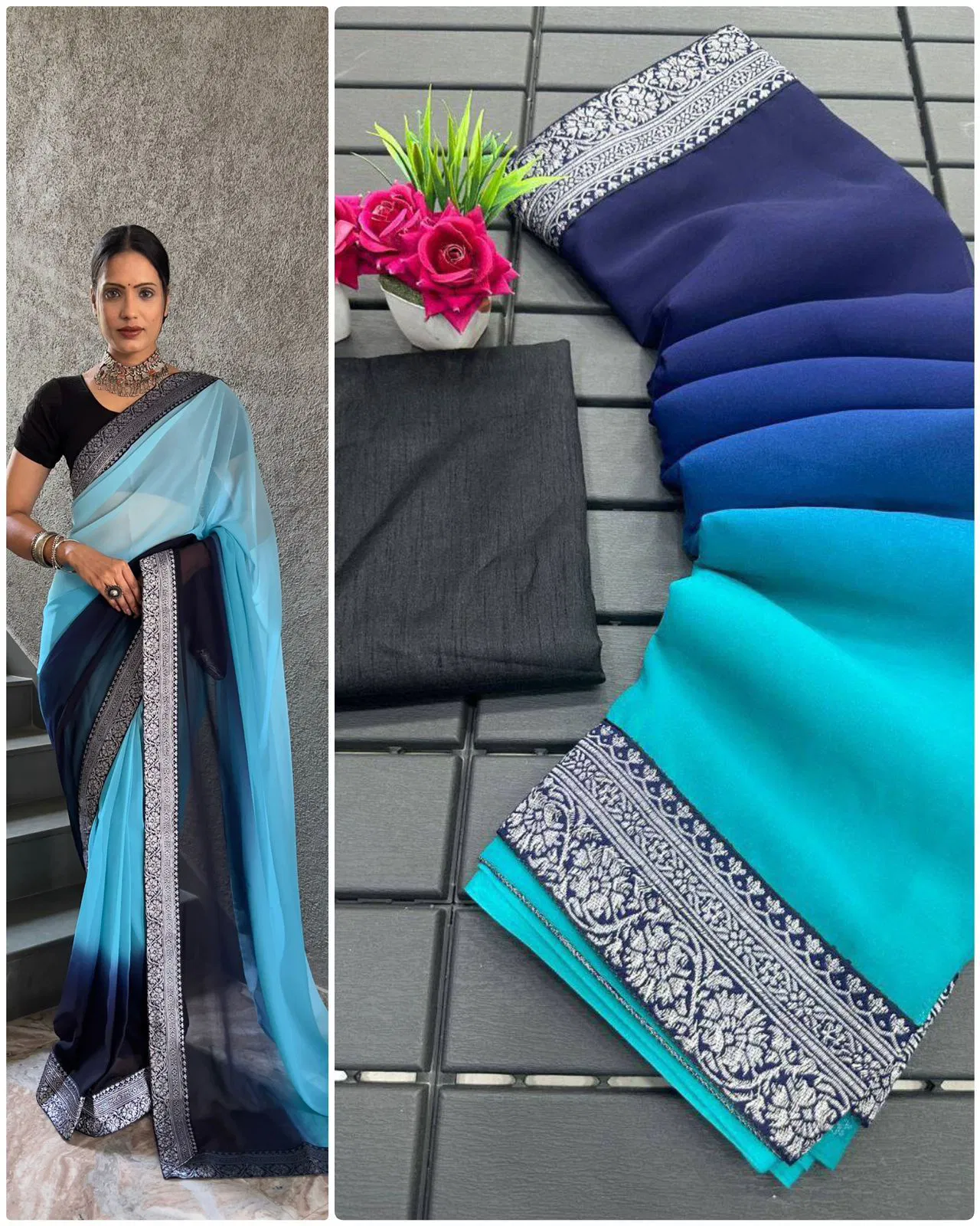 Saanny 2 By AAB Designer Lace Georgette Readymade Saree Online Wholesale